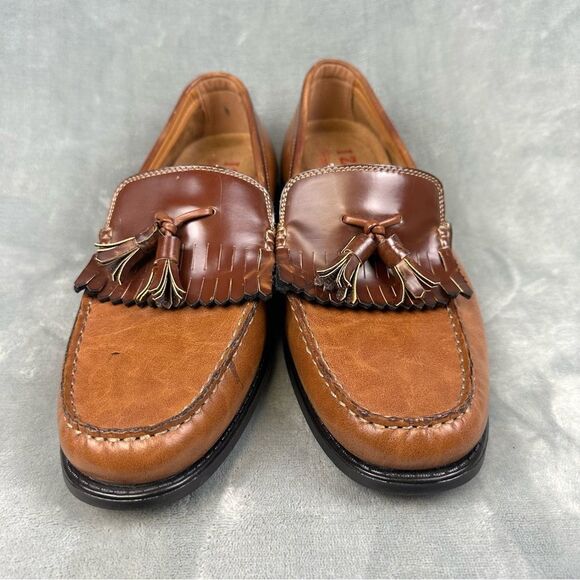 Izod Loafers‎ Mens 11 Brown Slip On Tassel Dress Shoes Business Casual Foam - Picture 3 of 11